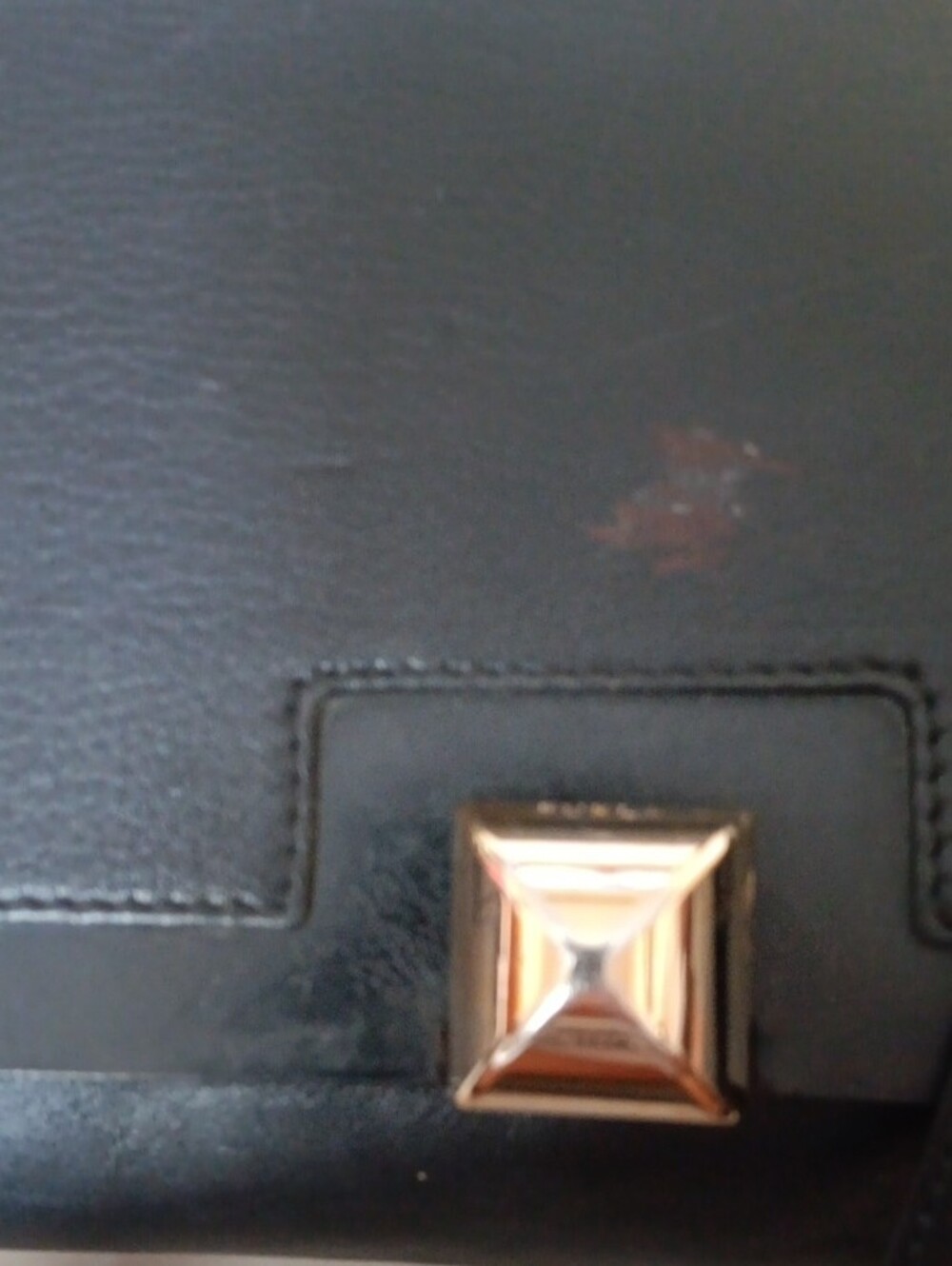 Furla Black Leather Shoulder Bag with Gold Pyramid Clasp.Preloved - Picture 3 of 10